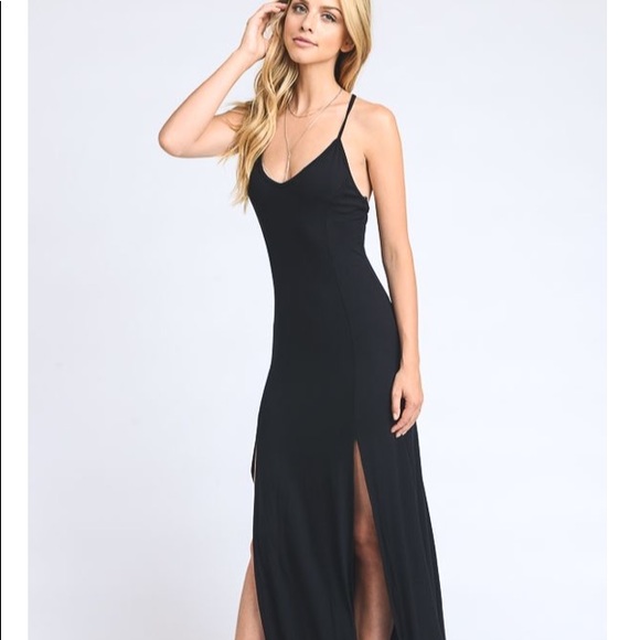SOLD OUT!! Stacia Black Double Slit Maxi Dress - Picture 6 of 6
